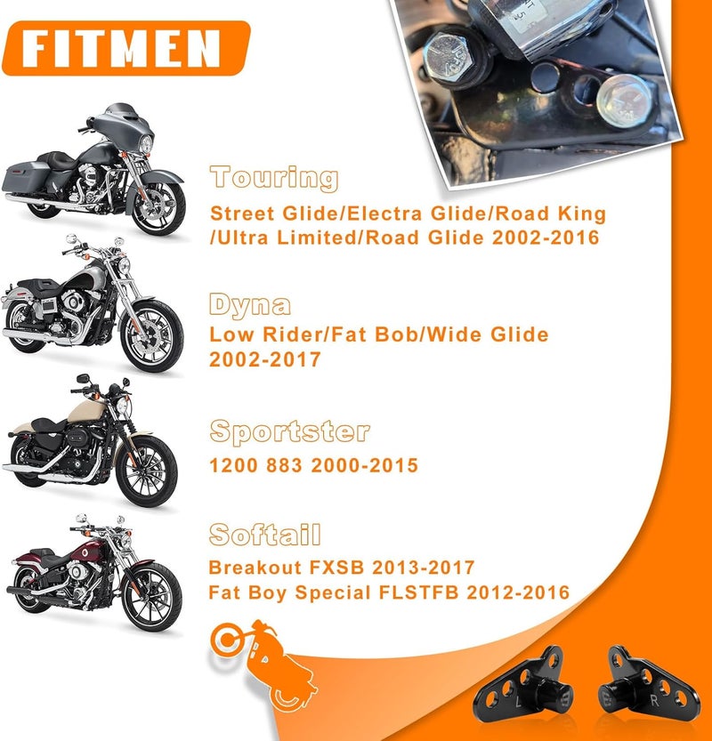 Eumti Motorcycle Rear Lowering Kits Adjustable 1"2"3" Compatible with Harley Touring Standards Street Glide Electra Glide Ultra Glide Road King 2002-2016 - Image 2